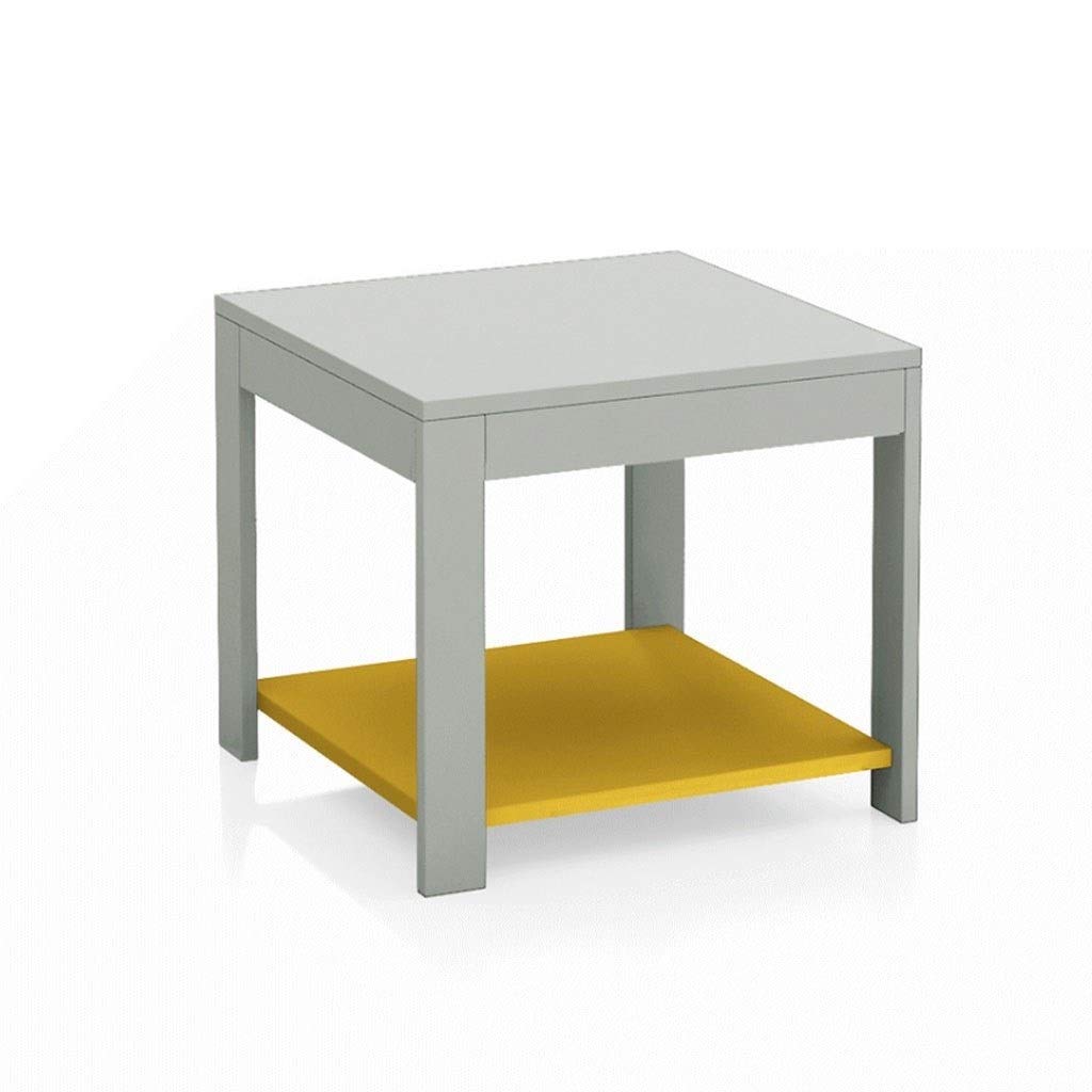 Modern Minimalist Small Cocktail Table with Storage Shelf - 20 Inch End Table, Sofa Table in Gray - Perfect for Living Room, Bedroom, or Office Decor