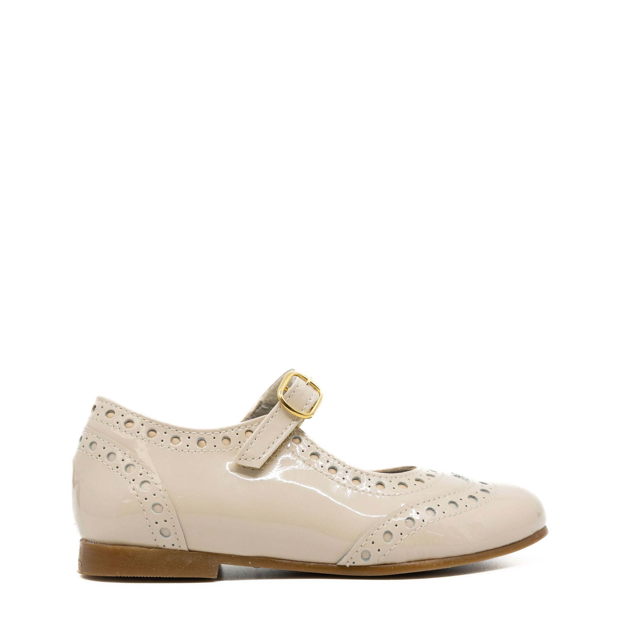 LMDI Cream Patent Leather Wingtip Mary Jane Shoes for Women - Elegant & Comfortable Dress Shoes for Work, Office, and Formal Occasions