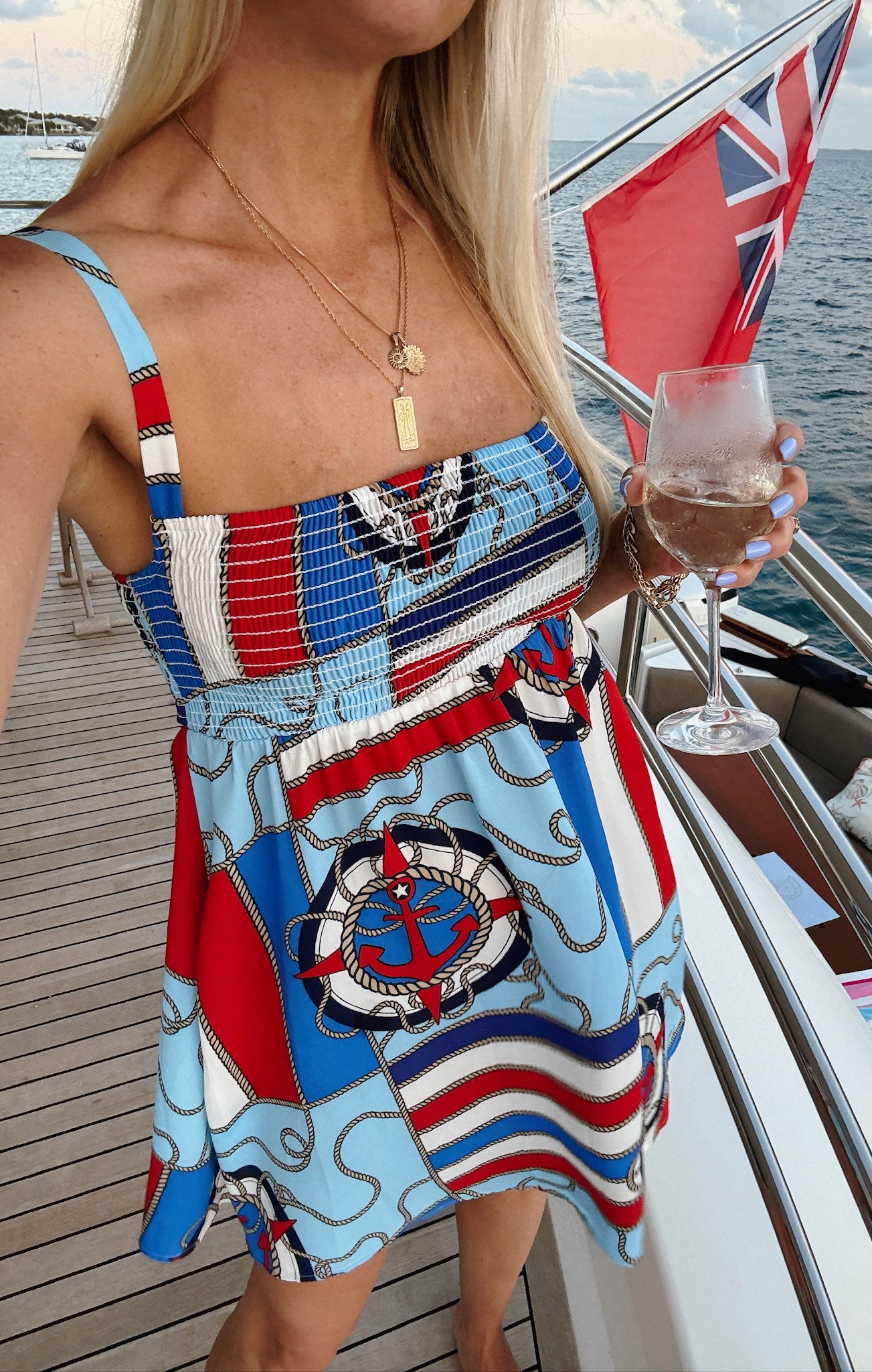 Stylish Mallory Mini Dress with Anchor Print - Perfect for Summer Outings, Beach Vacations & Casual Dates