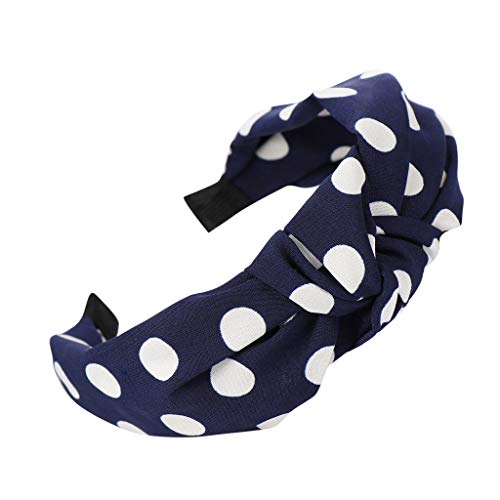 Lethez Women's Polka Dot Bowknot Headband - Stylish Hair Hoop Hairband for Girls & Women (Navy Blue) | Perfect for Daily Wear, Parties & Fashion Accessories