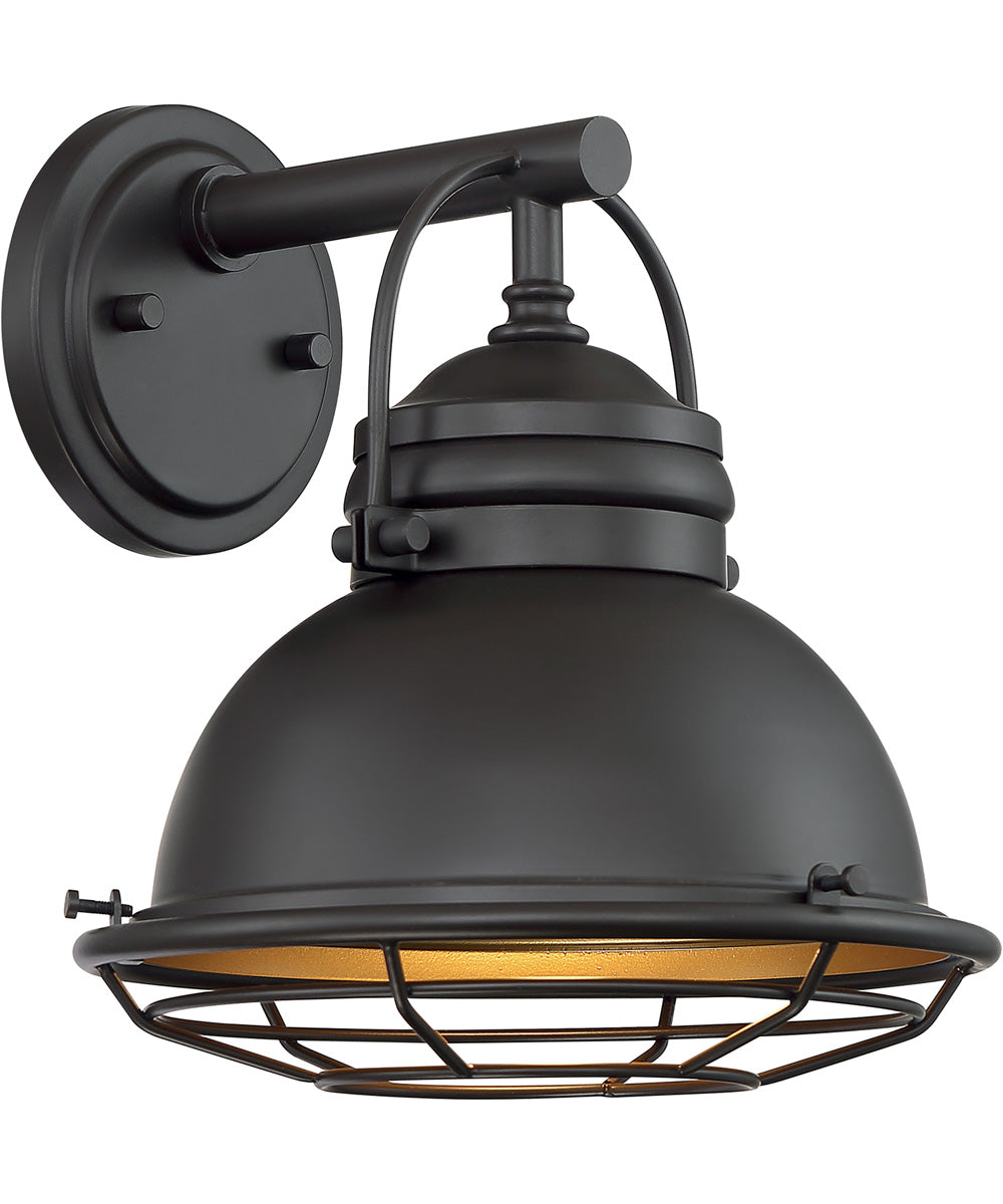 11H Upton 1 Light Outdoor Wall Sconce in Dark Bronze & Gold Finish - Perfect for Porch, Patio, Garden, and Entryway Lighting
