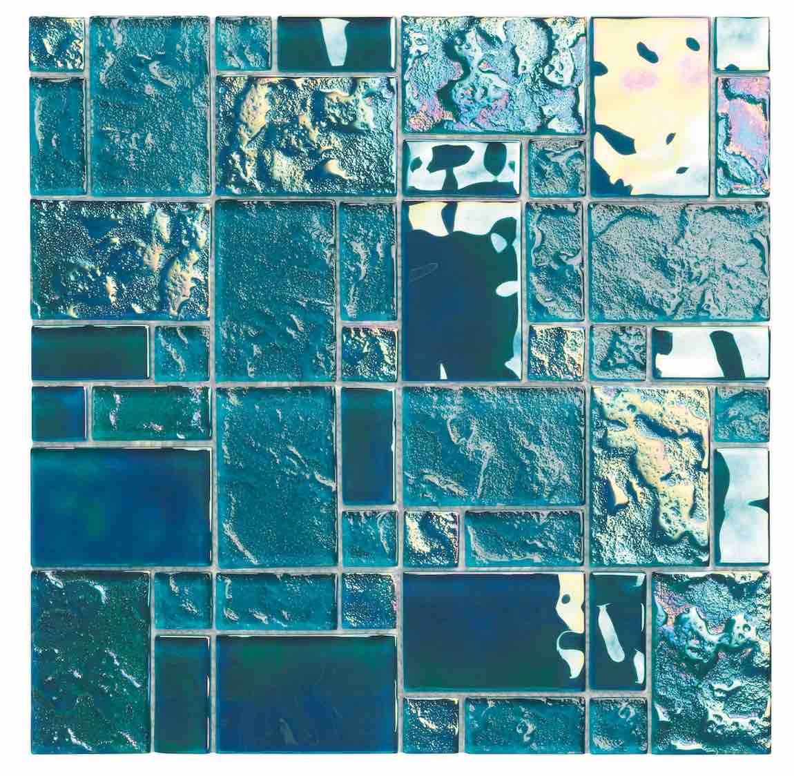Iridescent Glass Tile SoCal Turquoise Random - Stunning Mosaic for Backsplash, Bathroom, and Pool Decor - Perfect for DIY Home Renovation Projects