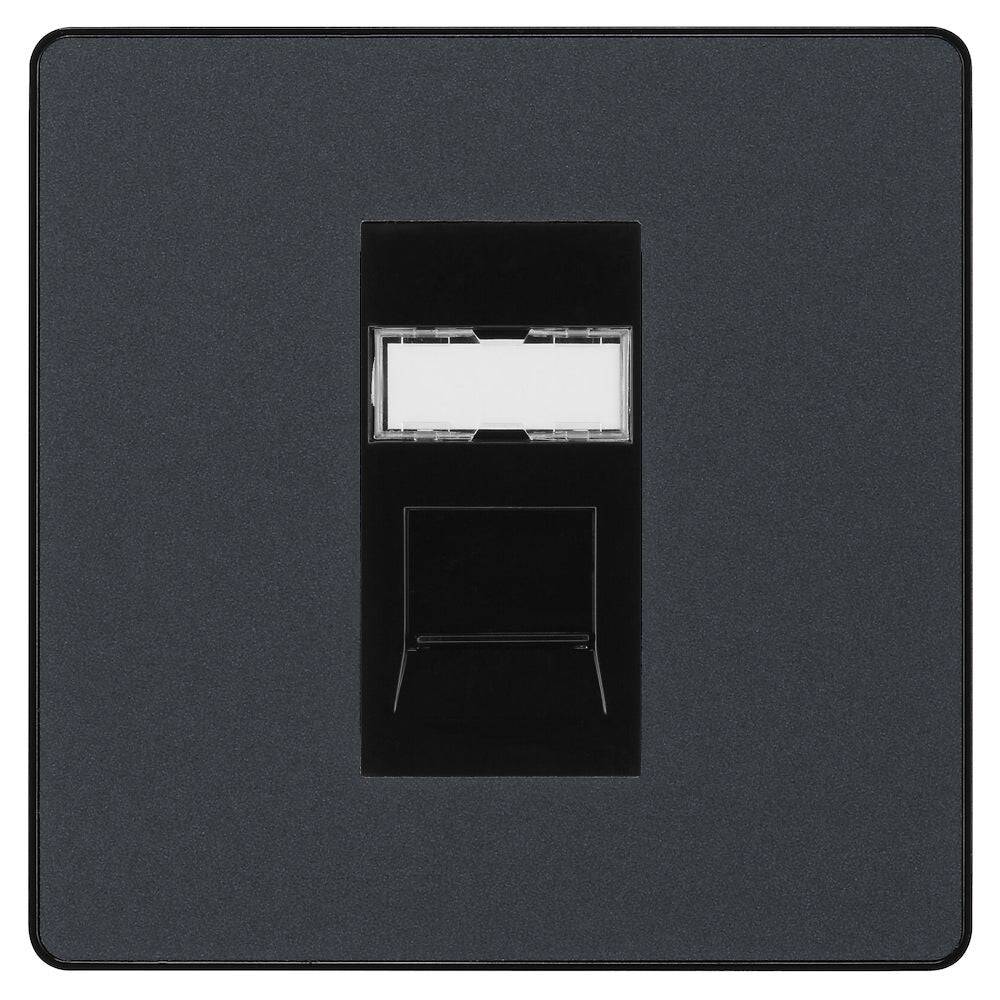 BG Evolve Matt Grey RJ45 Cat5E Ethernet Data Outlet - High-Speed Network Wall Plate for Home & Office Networking (PCDMGRJ451B) - Perfect for Smart Homes, Offices, and Server Rooms