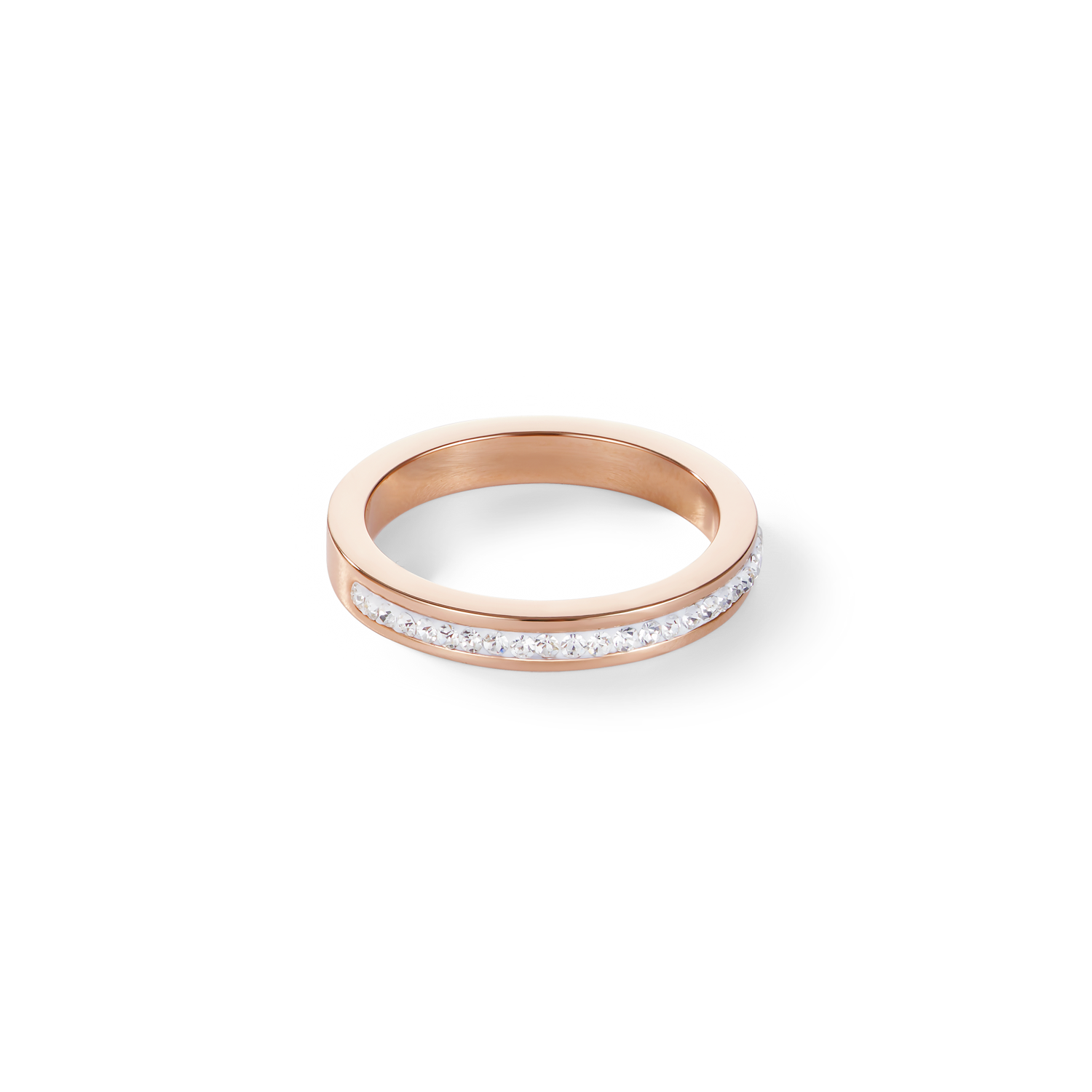 Elegant Rose Gold Stainless Steel Ring with Pavé Crystals - Perfect for Weddings, Anniversaries & Special Occasions