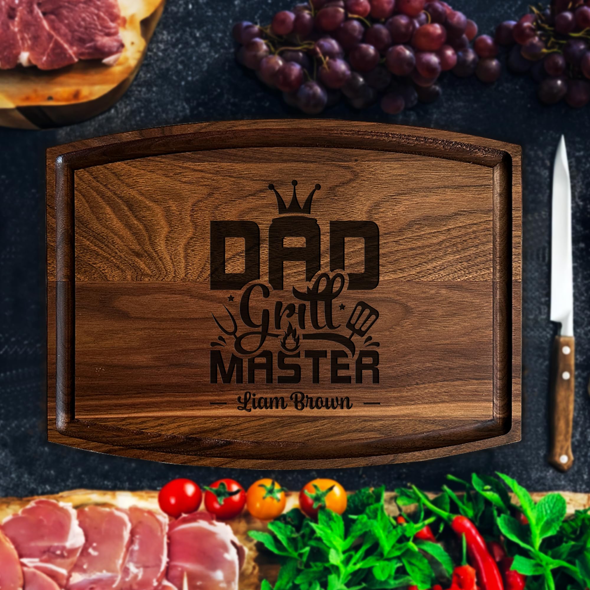 Custom Personalized BBQ Grill Board for Dad & Grandpa - Handmade in USA - Unique Father's Day, Birthday & Anniversary Gift Idea - Perfect for Backyard Grilling & Outdoor Cooking