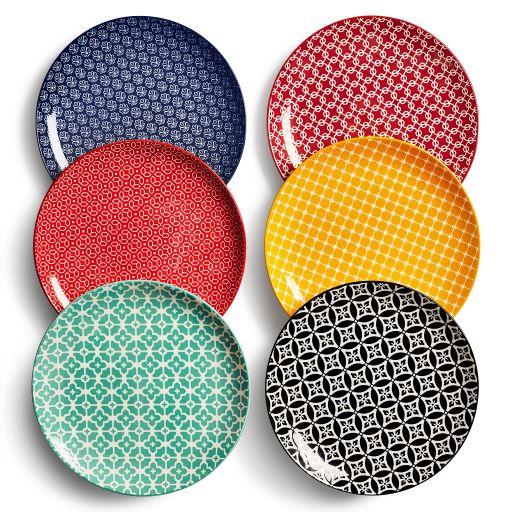 8 Inch Ceramic Dinner Plates Set of 6 - Elegant White Porcelain Plates for Everyday Dining, Restaurants & Special Occasions