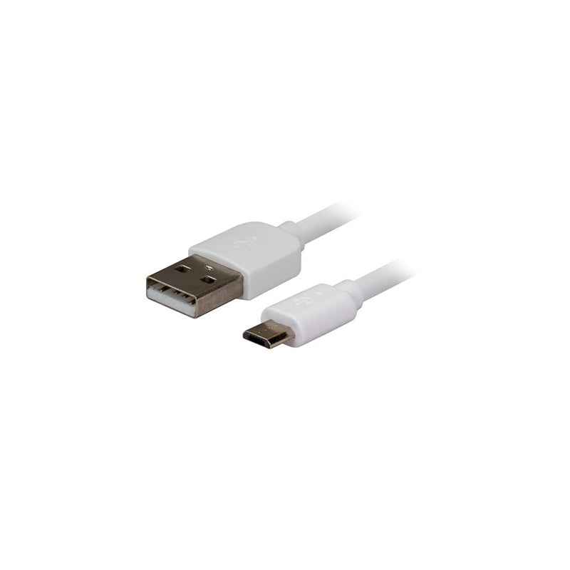 Dynamix USB 2.0 Micro B to USB A Cable - 2M/6.6ft White High-Speed Charging & Data Sync Cable for Android Phones, Tablets, Cameras & More