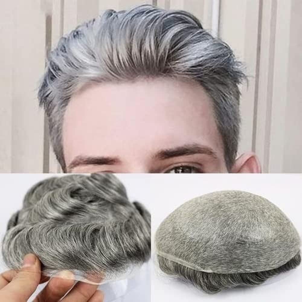 Premium Natural Black Human Hair Toupee for Men - 10