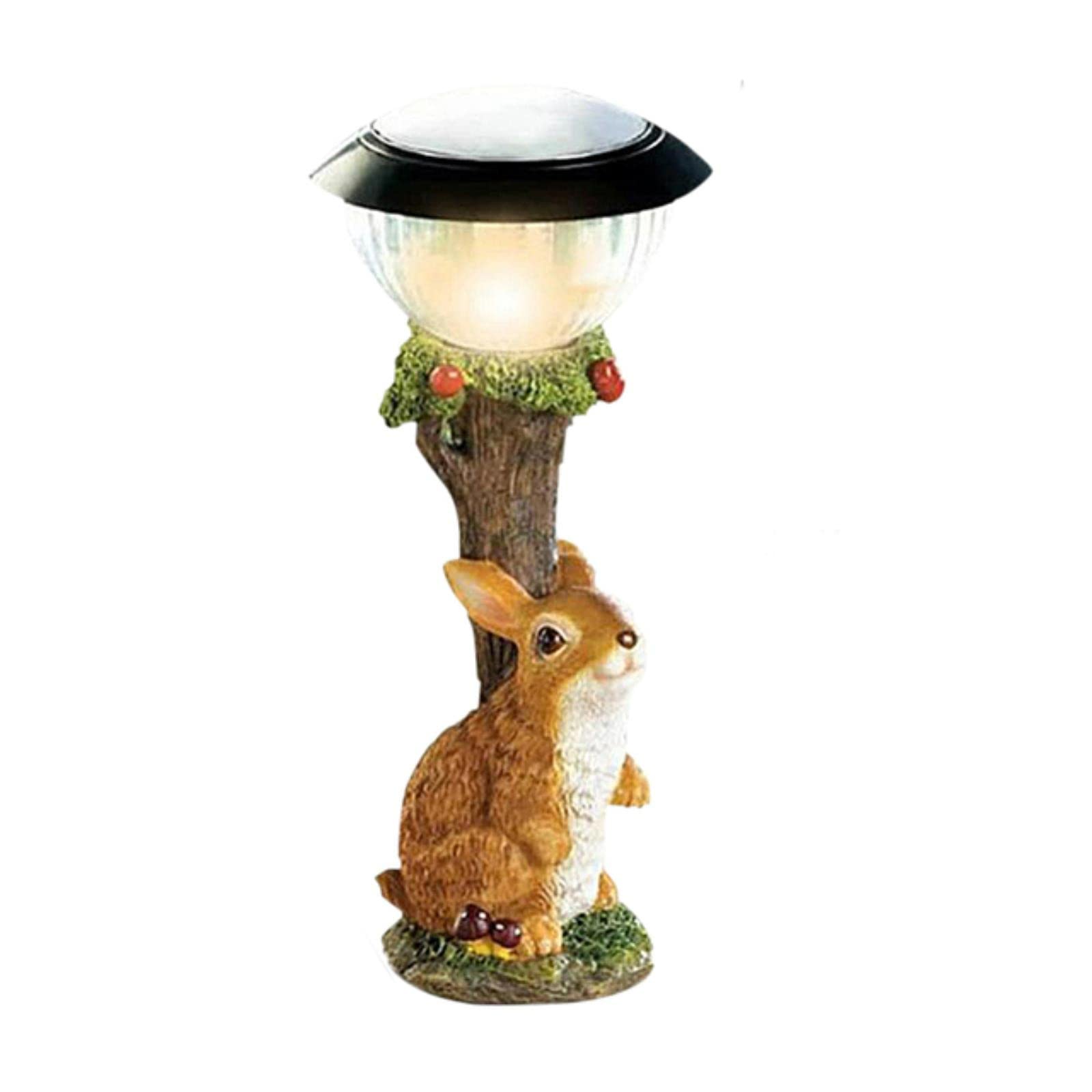 Solar Powered LED Animal Statue Lights - Cat & Rabbit Resin Garden Decor for Home, Balcony, Porch | Outdoor Solar Lanterns for Patio, Yard & Pathway Lighting