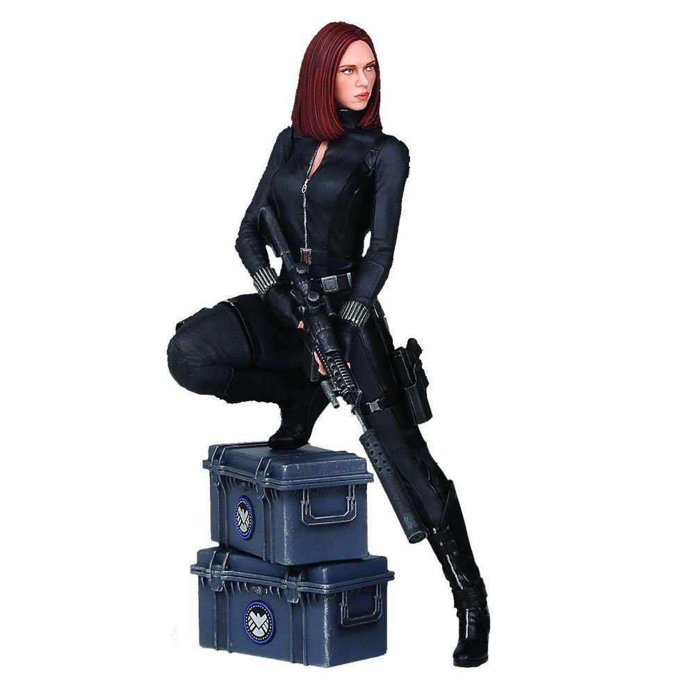 Captain America & Black Widow 9-Inch Collectible Statue - The Winter Soldier Movie Edition | Marvel Avengers Action Figure for Display & Gift Giving