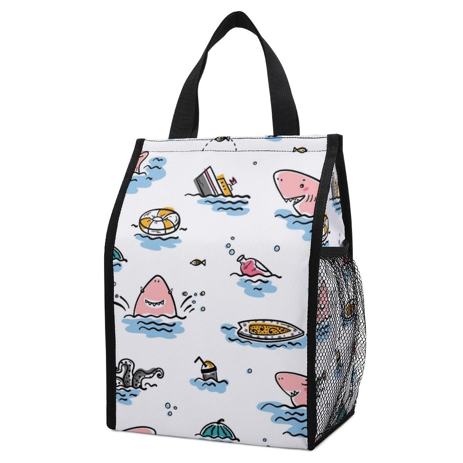 Cute Shark Insulated Lunch Bag - Foldable & Portable Lunch Box for Men & Women - Perfect for School, Work, Picnics & Outdoor Activities