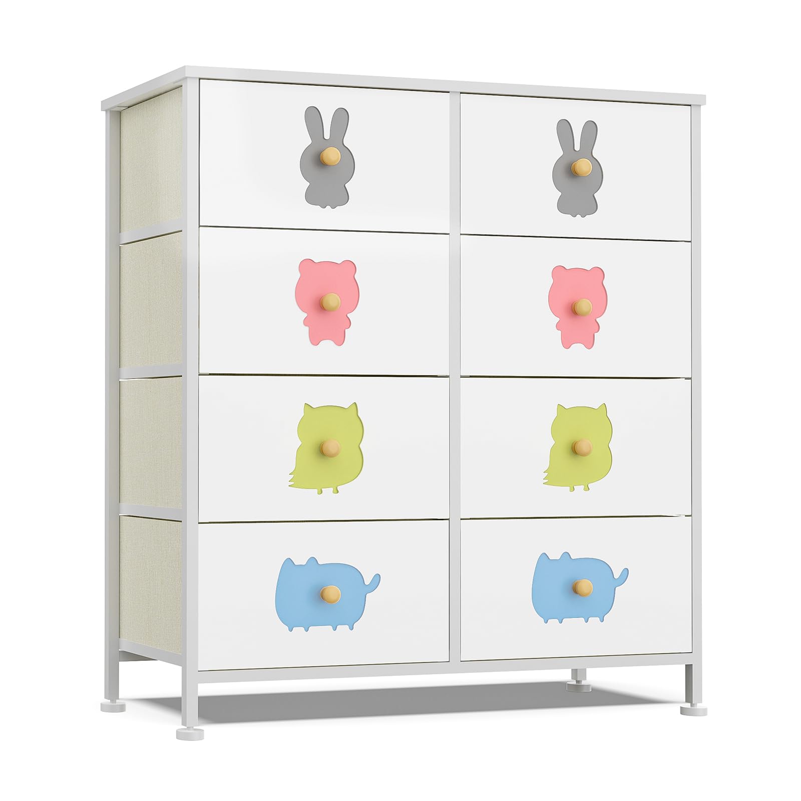 FRAPOW Kids Dresser with 8 Fabric Drawers - Wood Top & Metal Frame Storage Organizer for Baby Girls & Toddlers - Perfect for Nursery, Bedroom, Closet & Apartment Organization - Ideal for Storing Clothes, Toys & Baby Essentials