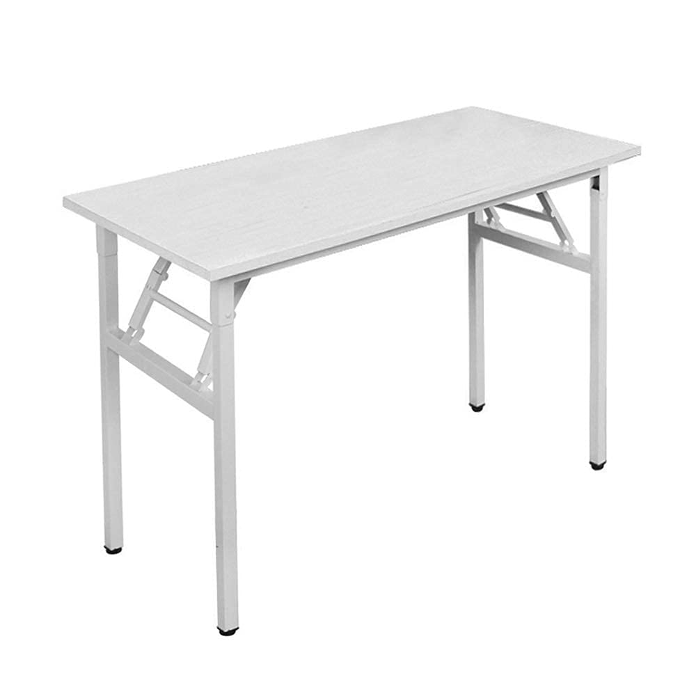 DlandHome 39 Inch Small Computer Desk - Foldable Home Office Desk, Writing Table for Small Spaces, Study Desk, Laptop Table - No Assembly Required, White (DND-AC5DW-100) - Perfect for Apartments, Dorms & Compact Workspaces