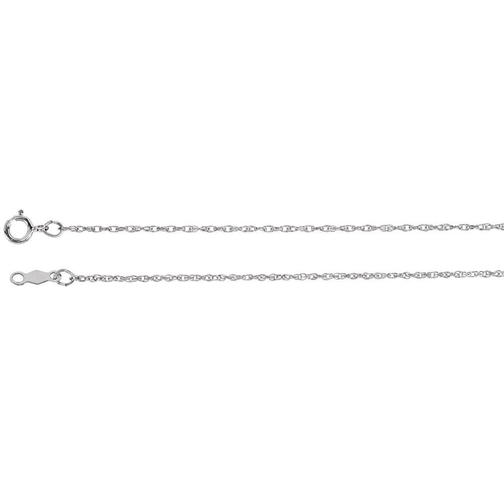 14K White Gold 1mm Rope Chain Necklace for Men & Women | Diamond2Deal | Elegant Unisex Jewelry for Weddings, Anniversaries & Everyday Wear