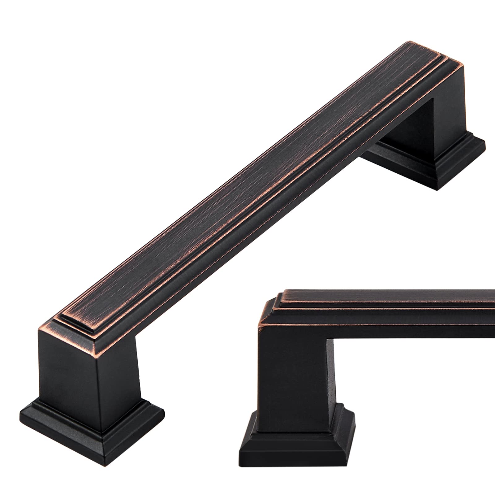 Oil Rubbed Bronze Cabinet Handles - 10 Pack (3-3/4 Inch) | Decorative Drawer Pulls for Kitchen Cabinets, Bathroom Vanity, Dresser & Cupboard Doors | Durable Hardware for Home Renovation & Furniture Upgrade