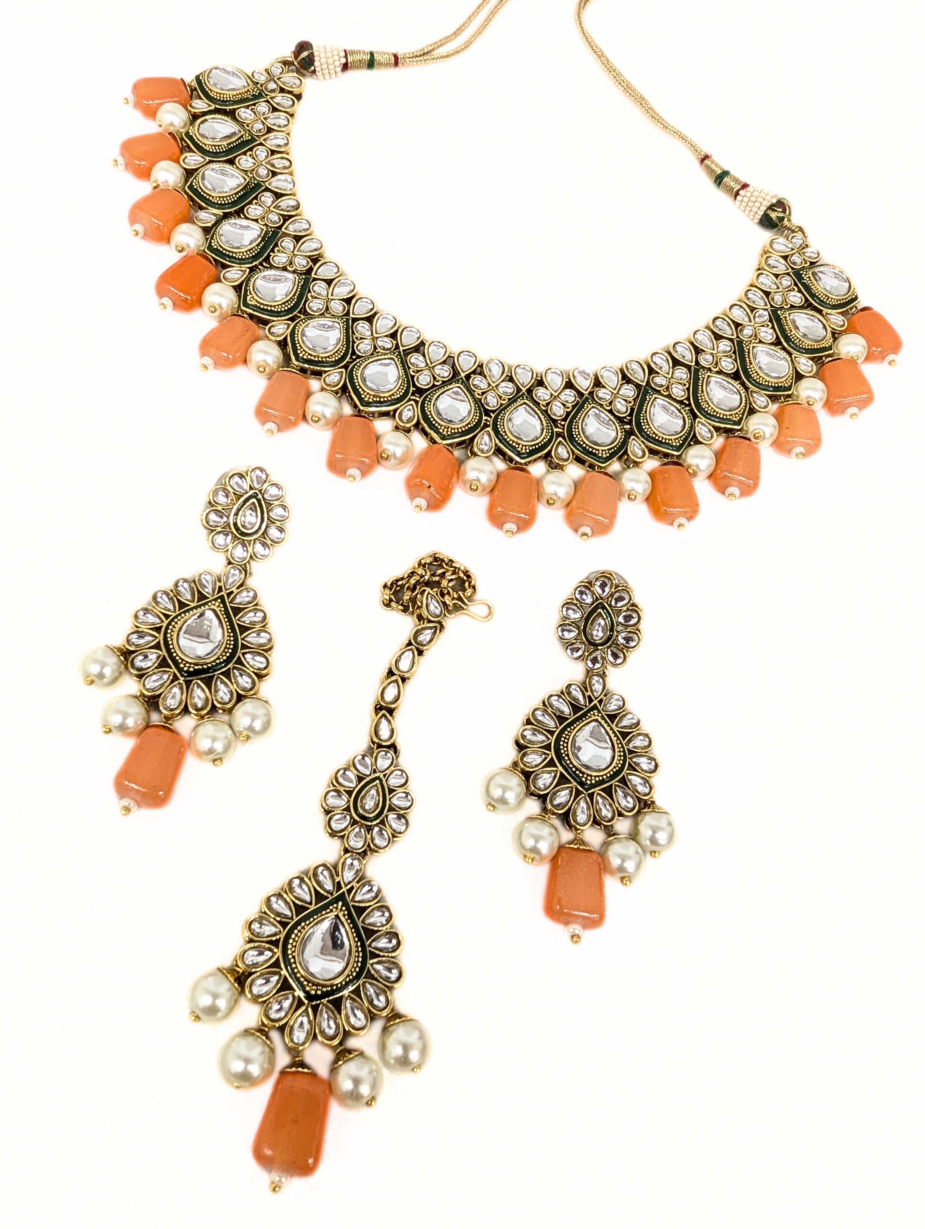 Exquisite Yami Kundan Stone Jewelry Set - Handmade Indian Bridal Necklace, Earrings & Bracelet for Weddings, Parties & Festive Occasions