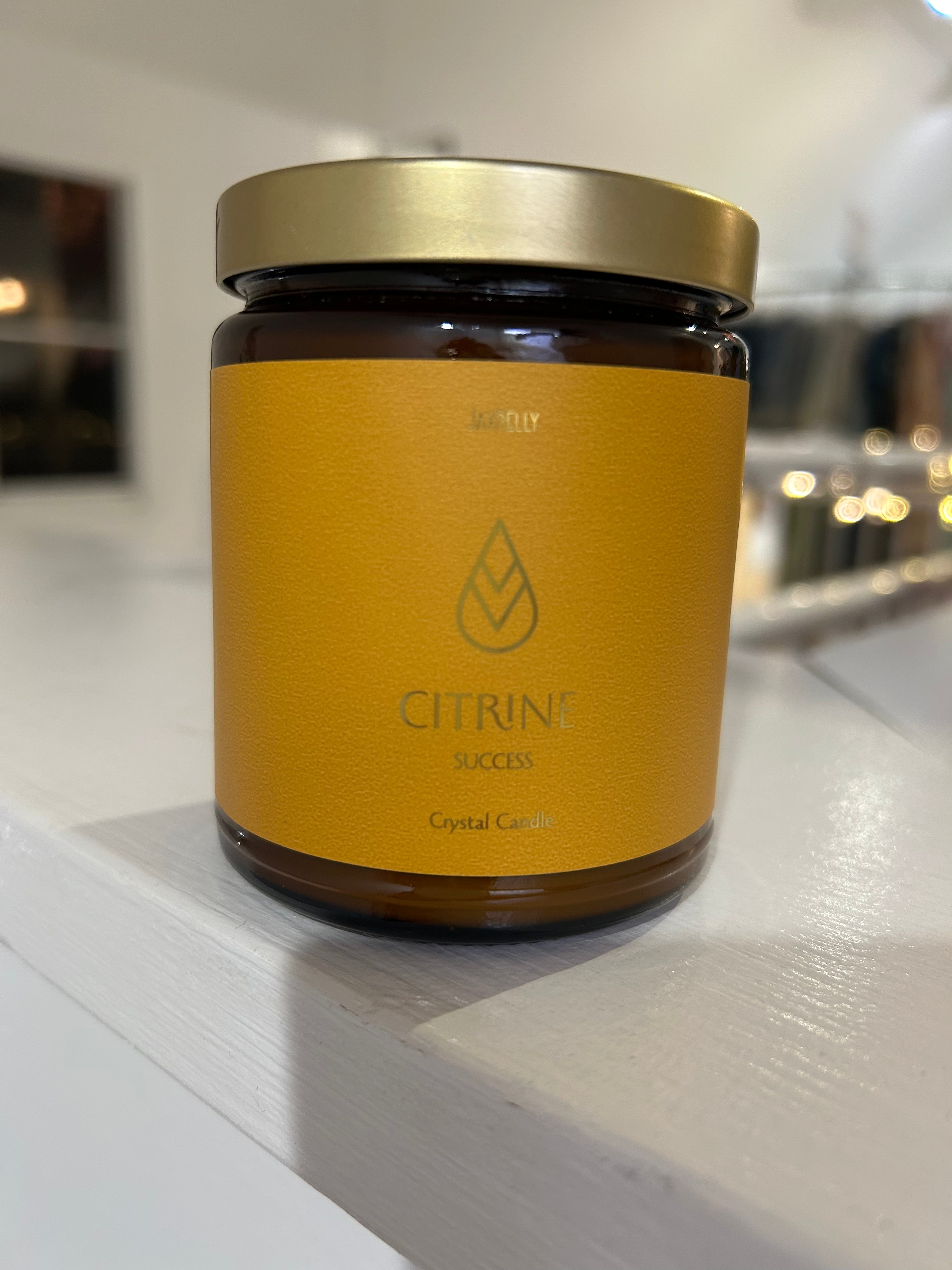 Natural Citrine Crystal Success Candle for Manifestation & Abundance - Perfect for Meditation, Feng Shui, and Positive Energy