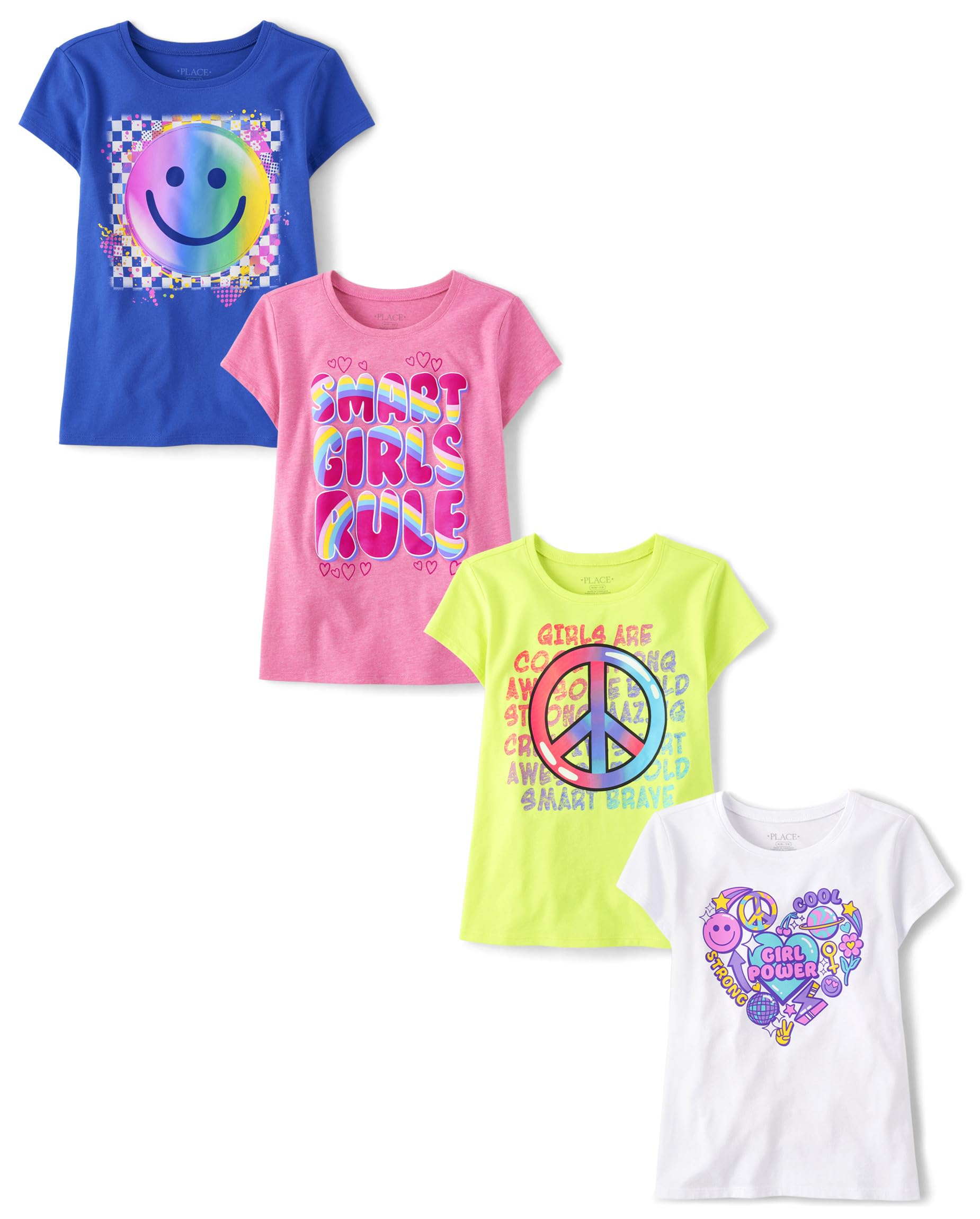 The Children's Place Girl Power Short Sleeve Graphic T-Shirts - 3 Pack | Cute Casual Tees for Girls | Perfect for School, Playdates & Everyday Wear