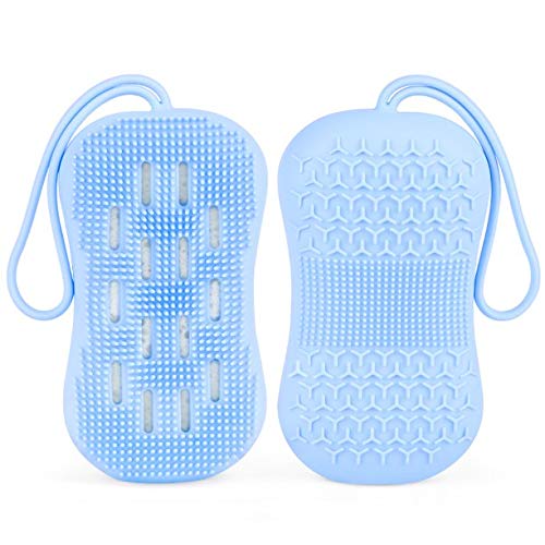Premium Silicone Body Scrubber & Exfoliating Brush - Double-Sided Deep Cleansing Scrubber with Super Soft Bristles & Rebound Sponge - Gentle for Women, Men & Kids - Perfect for Shower, Spa & Sensitive Skin Care