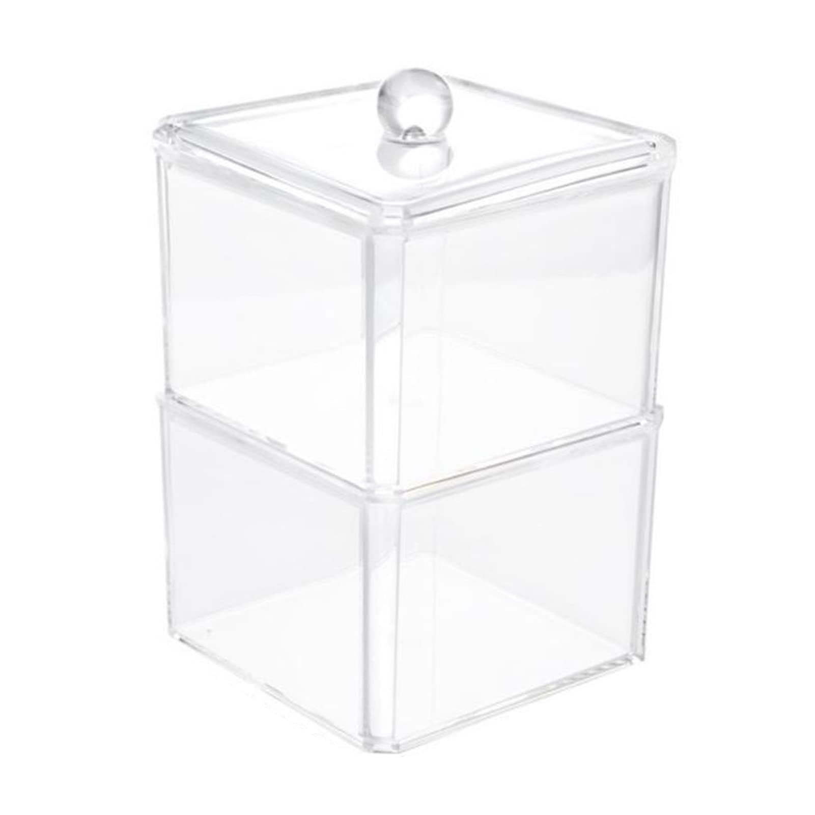 Sturdy Plastic Storage Box with Lid - Organize Cotton Swabs, Pads & Small Items - Perfect for Bathroom, Bedroom & Office Organization (Pack of 2)