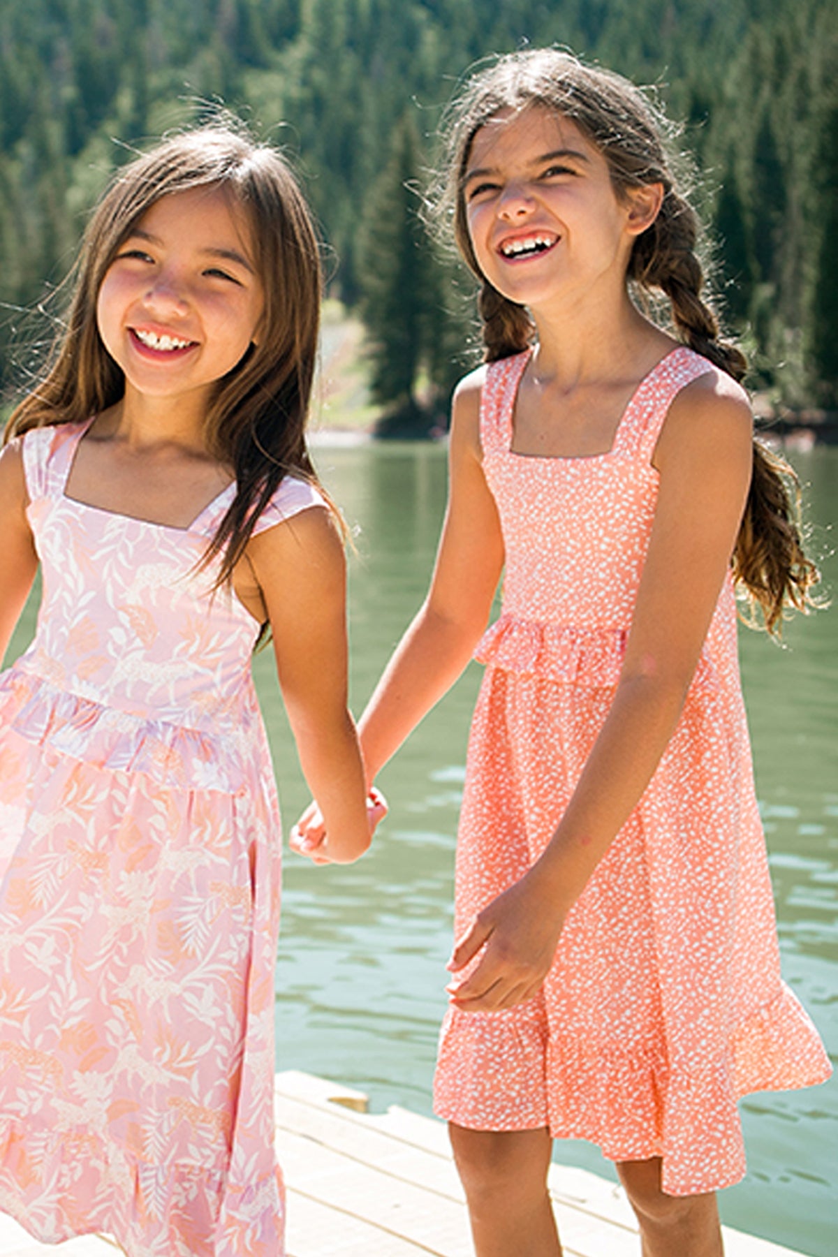 Girls Feather Print Dress with 4 Arrow Sunset Design in Coral - Size 3 | Perfect for Birthday Parties, Beach Vacations & Summer Outfits