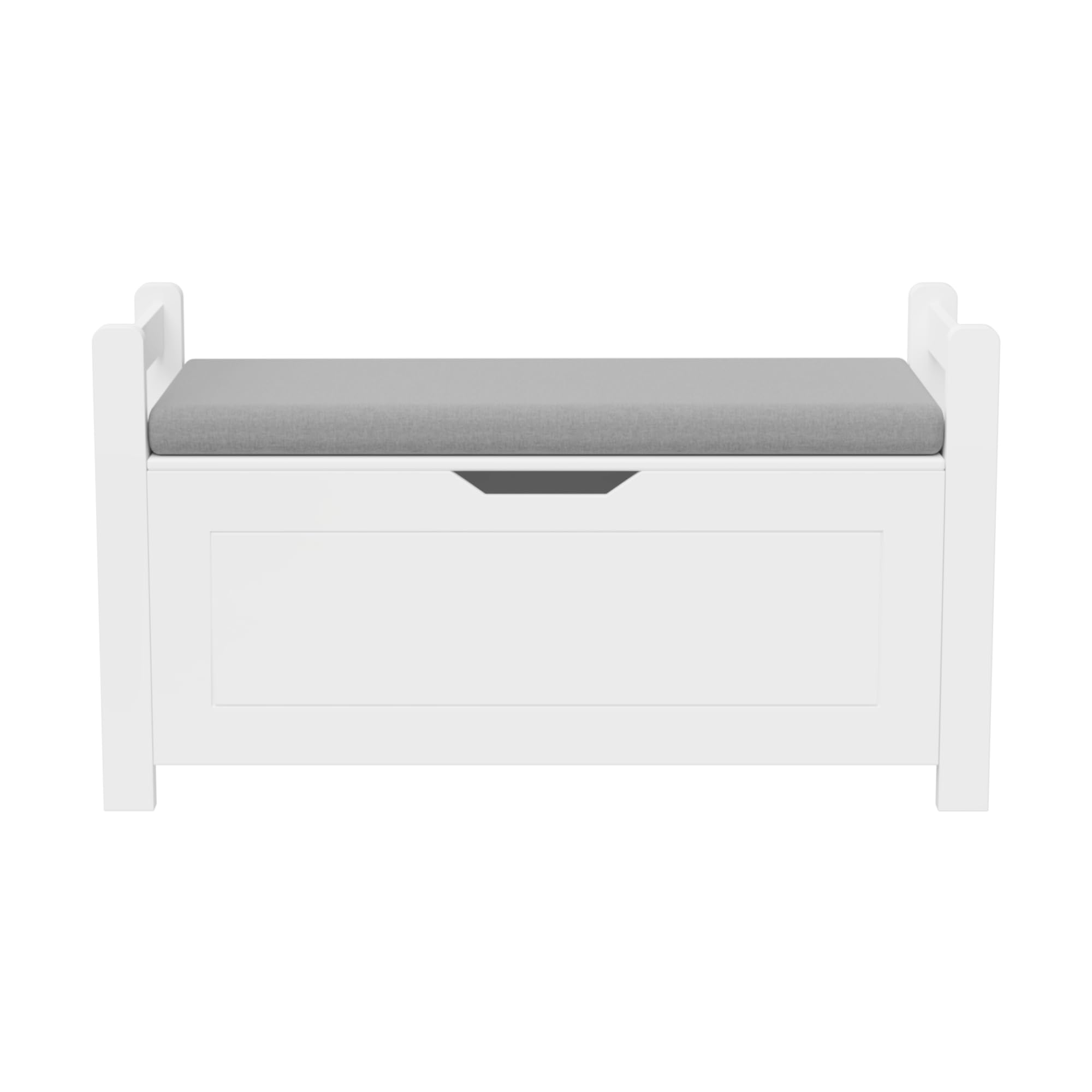 **White Wooden Toy Storage Chest with Cushion Seat – Kids Toy Organizer for Nursery, Playroom & Living Room – Toddler Toy Box for Boys & Girls – Perfect for Playtime & Home Decor**