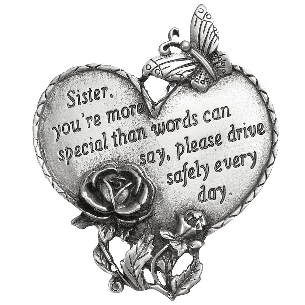 Pewter Heart Visor Clip - Sister Gift for Travel & Car Safety