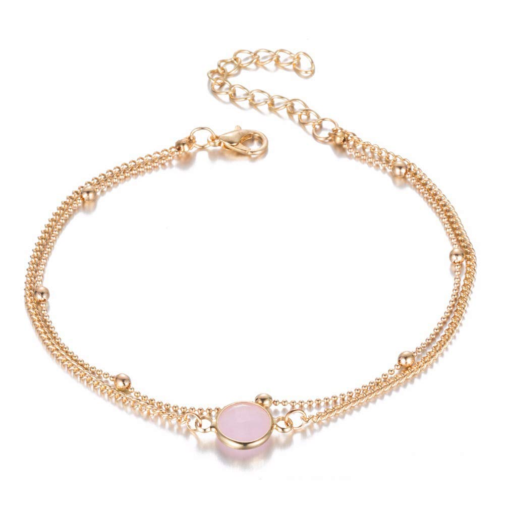 Elegant Faux Rhinestone Beaded Double Layer Ankle Bracelet for Women - Stylish Anklet Chain Jewelry for Girls, Perfect for Beach Parties & Summer Outfits