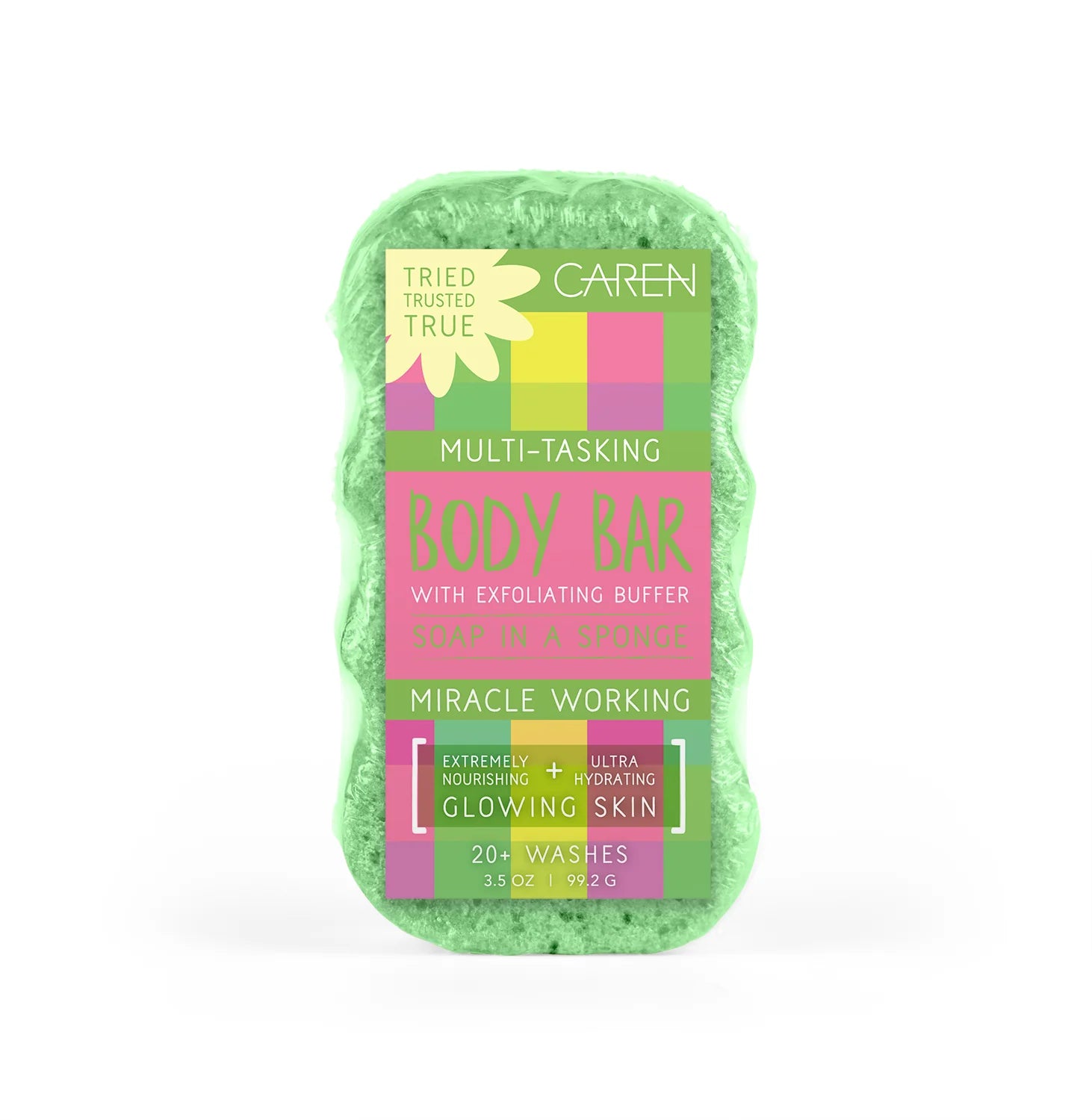 Organic Caren Seaside Green Body Bar - Natural Soap for Sensitive Skin, Hydrating & Gentle Cleansing - Perfect for Daily Use, Travel & Eco-Friendly Bathroom Essentials