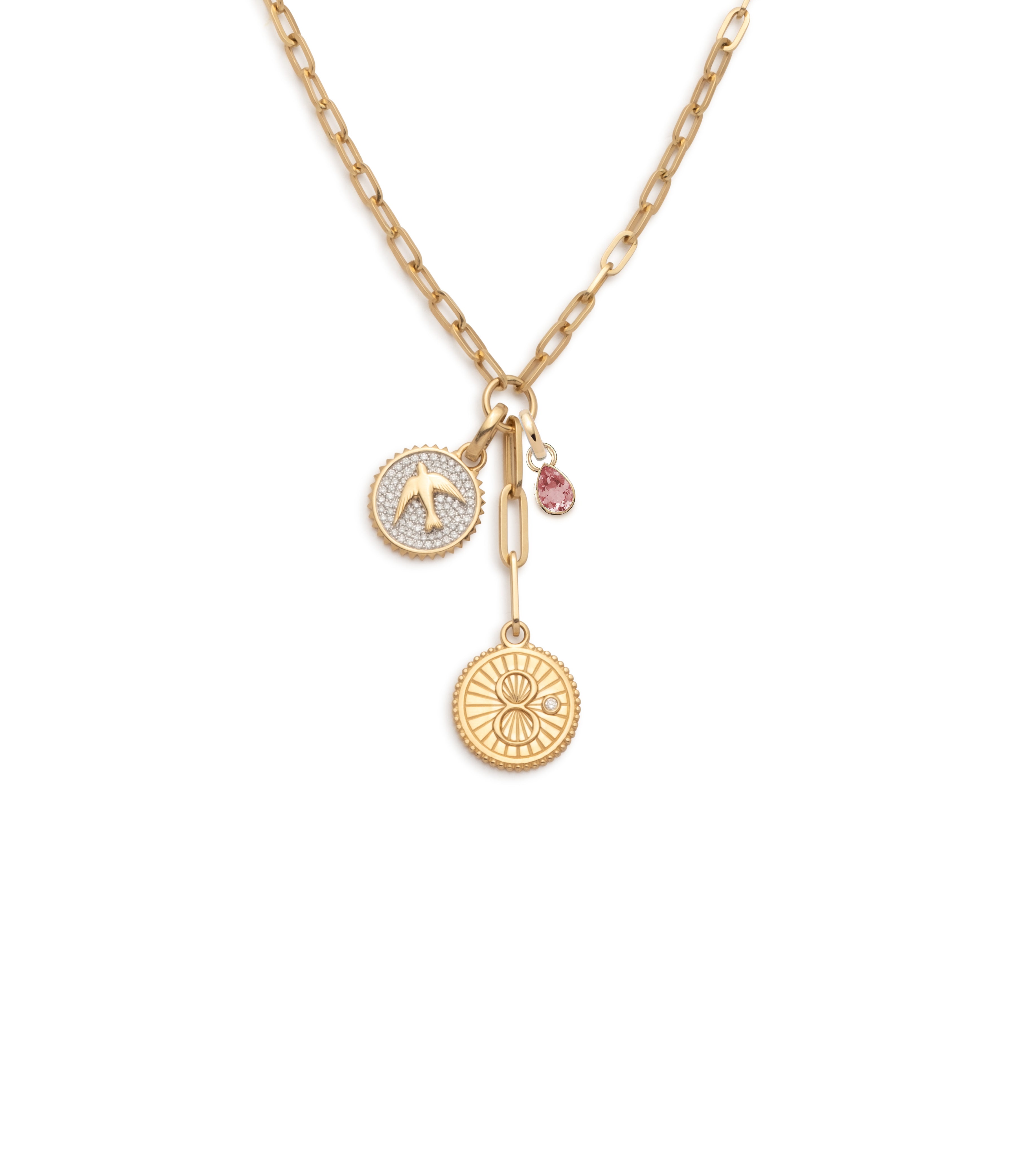 Karma and Sparrow Yellow Gold Clip Extension with Pink Tourmaline & Diamonds | Elegant Hair Accessory for Weddings & Special Occasions
