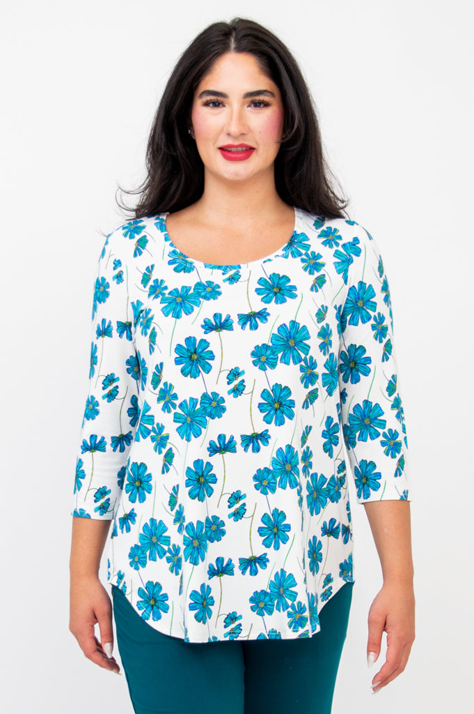 Jazz 3/4 Sleeve Top for Women - Soft Bamboo Fabric in Aster Purple - Perfect for Dance Classes, Yoga & Casual Wear