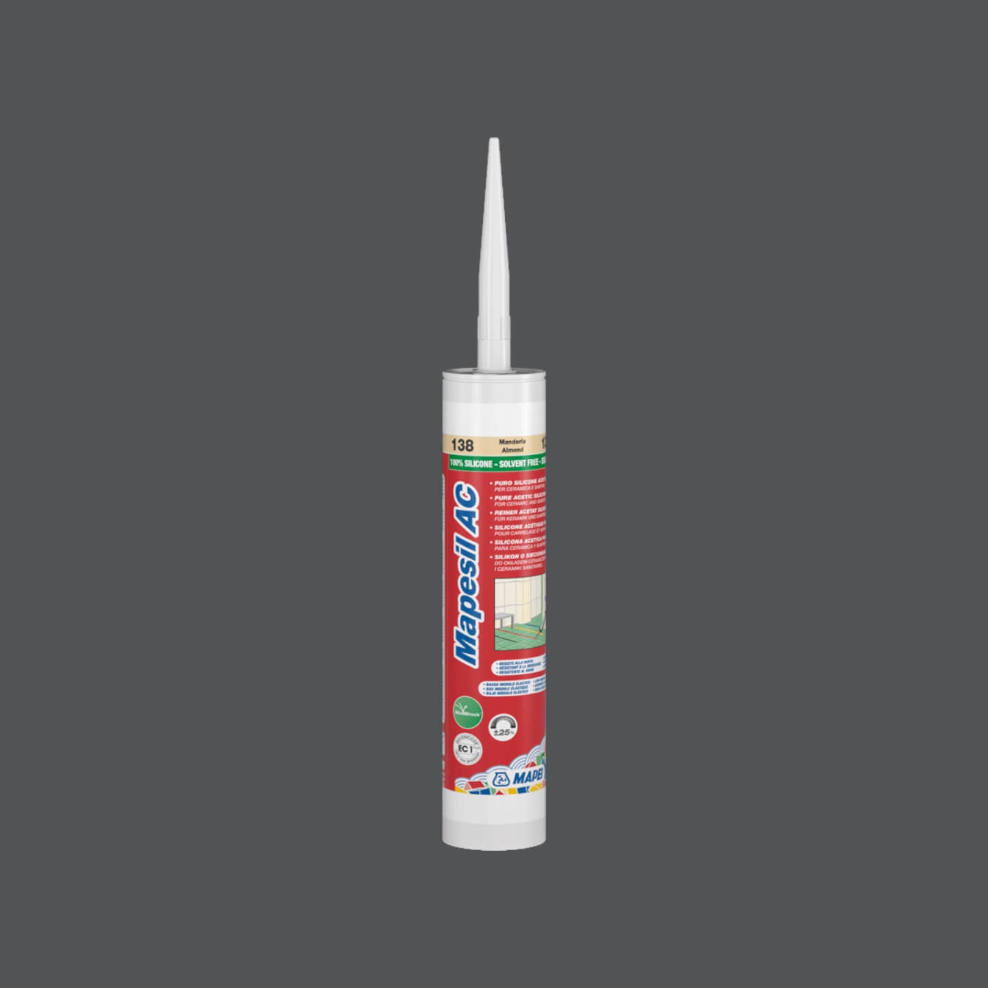 Mapei Silicone AC 114 310ml Anthracite - High-Performance Sealant for Bathrooms, Kitchens & Windows | Waterproof & Mold-Resistant