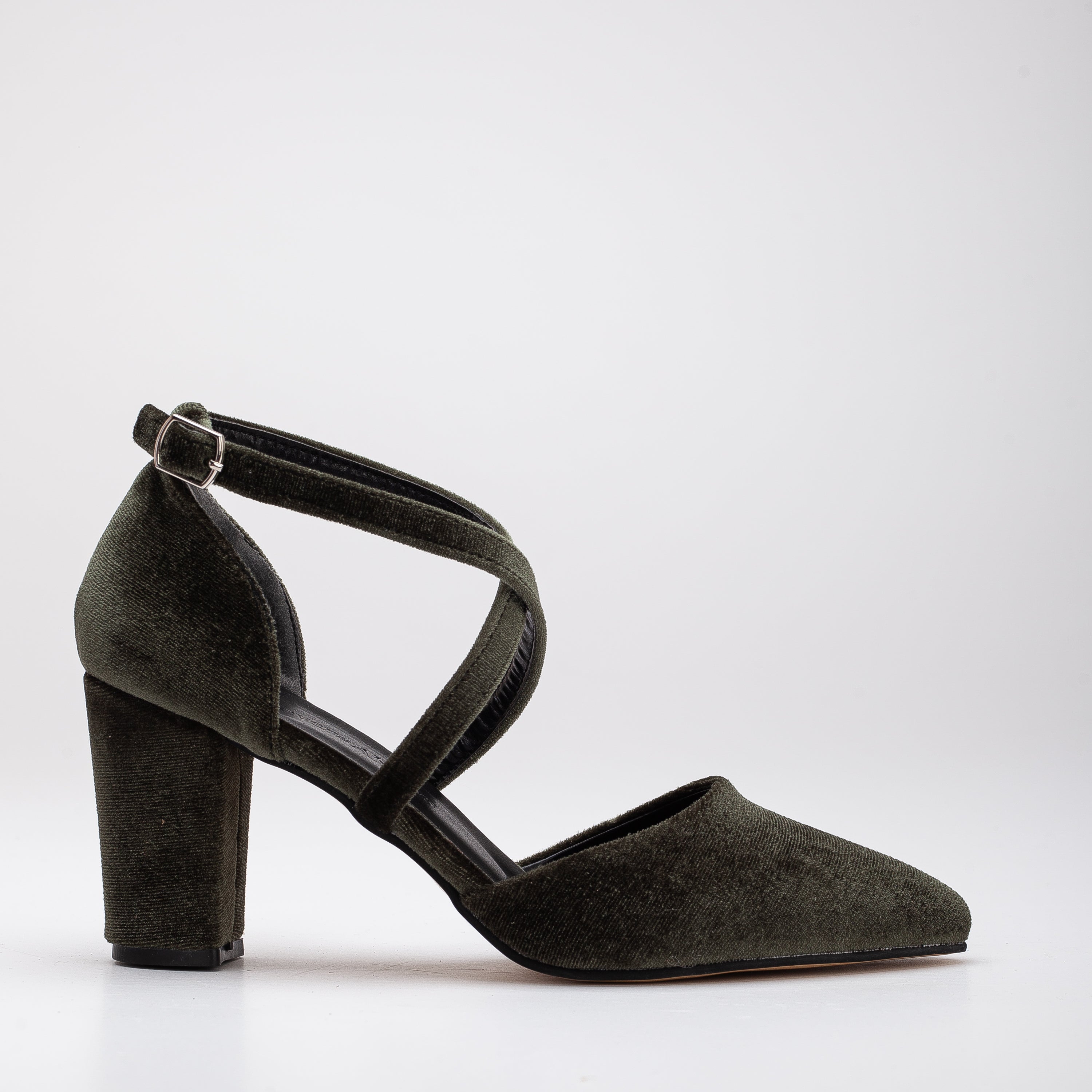 Elegant Olive Green Velvet Heels for Women - Comfortable High Heel Shoes for Party, Wedding & Evening Occasions