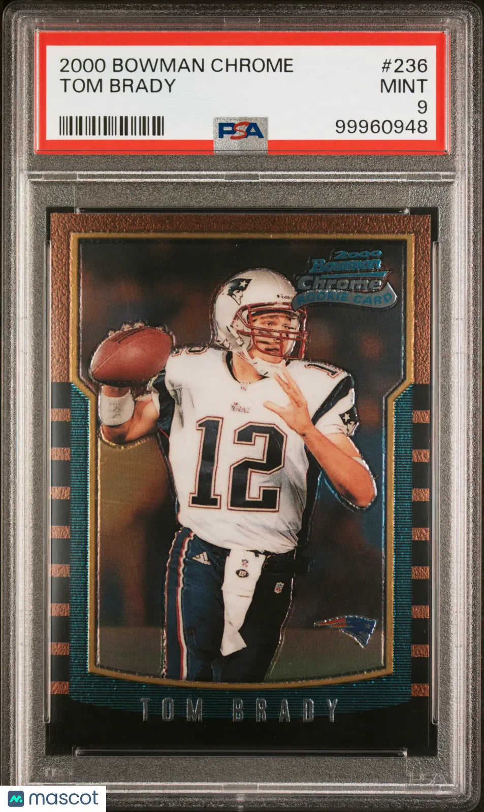 2000 Bowman Chrome Tom Brady Rookie Card #236 PSA 9 Gem Mint - Perfect for NFL Collectors & Sports Memorabilia Displays