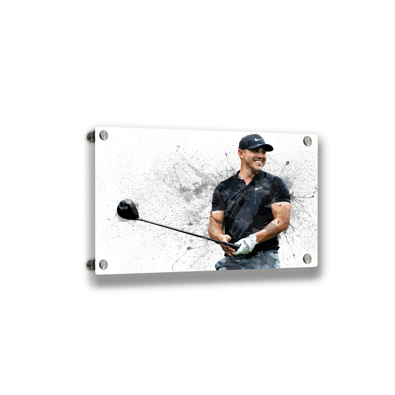 Brooks Koepka Golf Wall Art - Premium Acrylic Print (24x36) Modern Sports Decor for Living Room, Office & Man Cave - Durable Wooden Frame Canvas Poster Set - Perfect Gift for Golf Lovers & Home Decoration