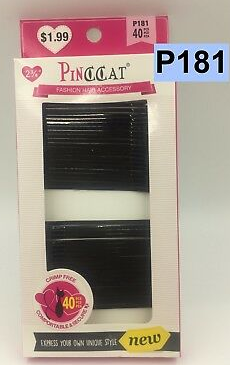 PINCCAT #P181 LG BLACK Bobby Pins 40PCS - Strong Hold Hair Clips for Women, Men & Kids - Perfect for Updos, Braids, Curly Hair & Everyday Styling