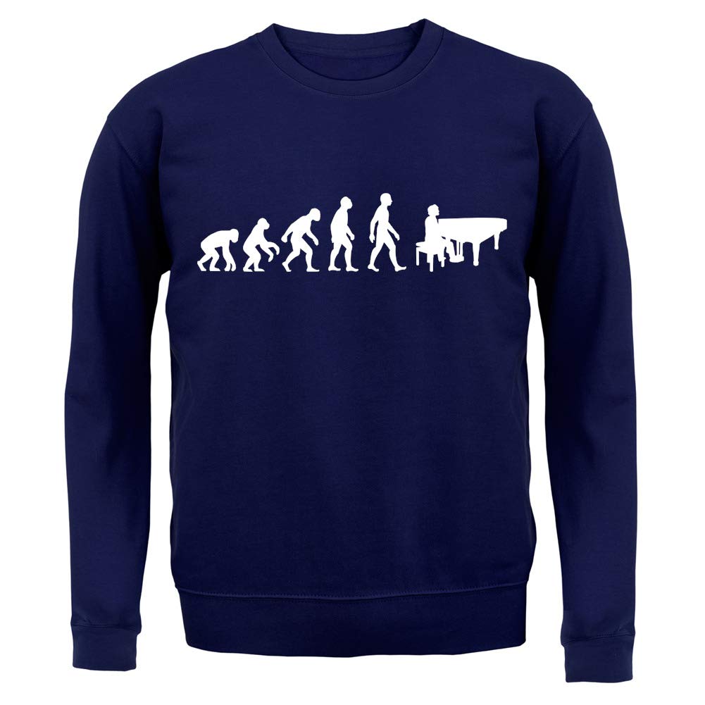 Evolution of Man Piano Graphic Unisex Crewneck Sweater - Soft Cotton Casual Pullover for Men & Women - Perfect for Music Lovers, Concerts & Cozy Winter Outfits