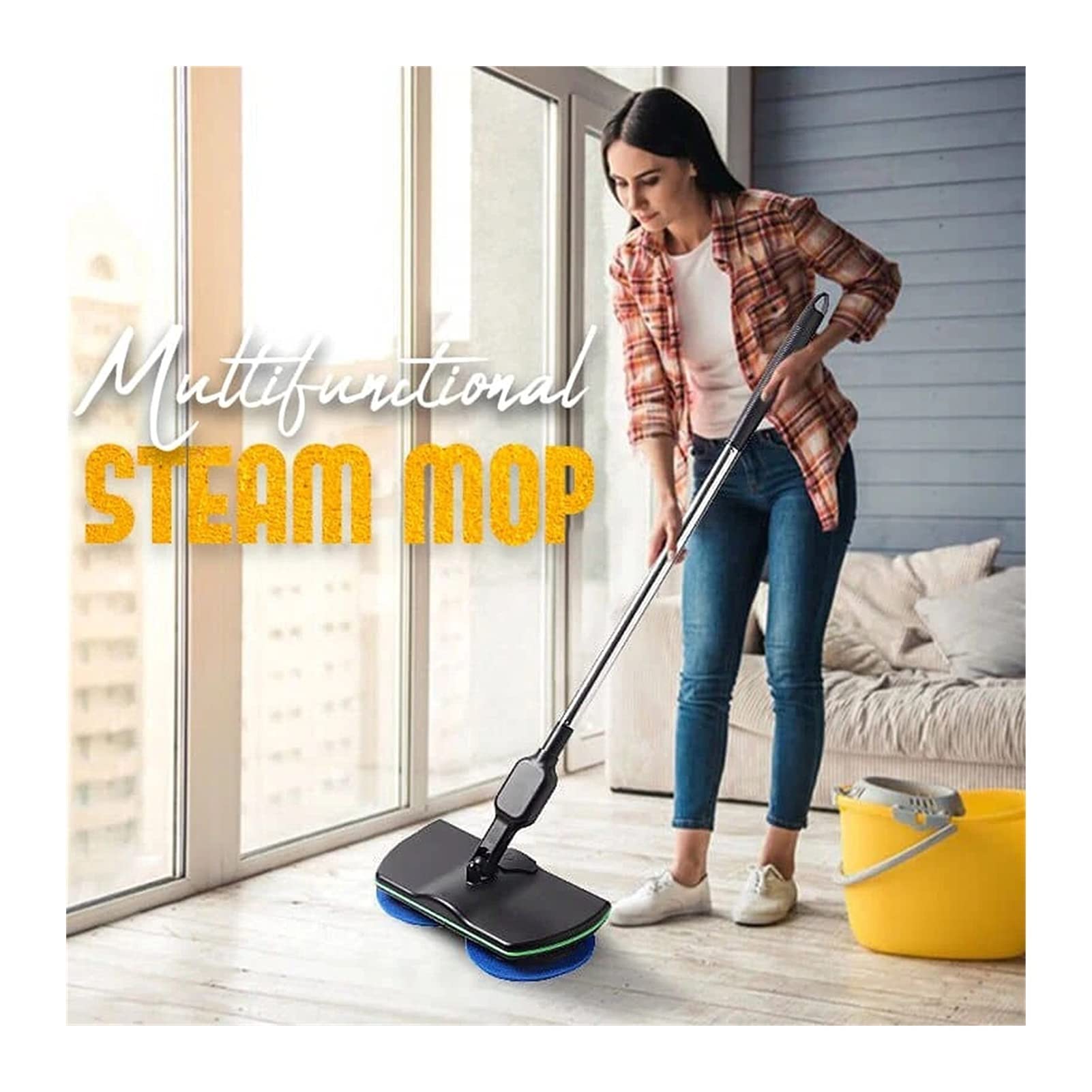 Manhj Cordless Vacuum Mop Steam Cleaner - 3-in-1 Multi-Surface Cleaner for Hardwood Floors, Carpets & Tiles | Powerful Suction & Steam Mop Function | Ideal for Pet Hair, Dust & Stubborn Stains (UK Plug)