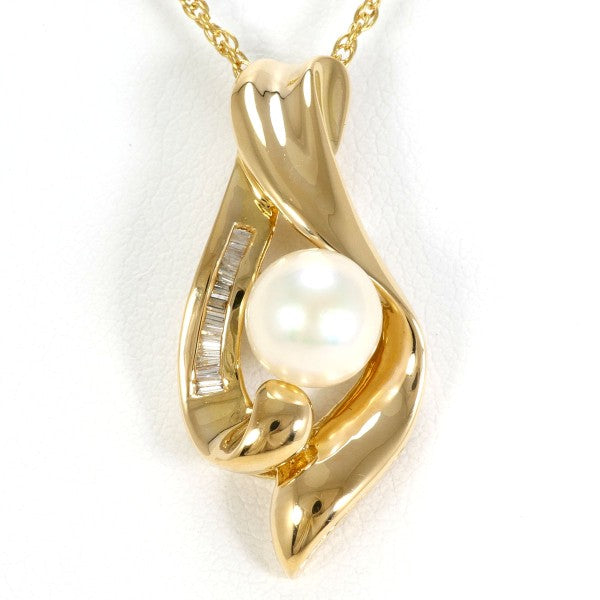 18K Yellow Gold Akoya Pearl Diamond Necklace for Women - Elegant Pearl Jewelry Gift for Anniversary, Wedding & Special Occasions