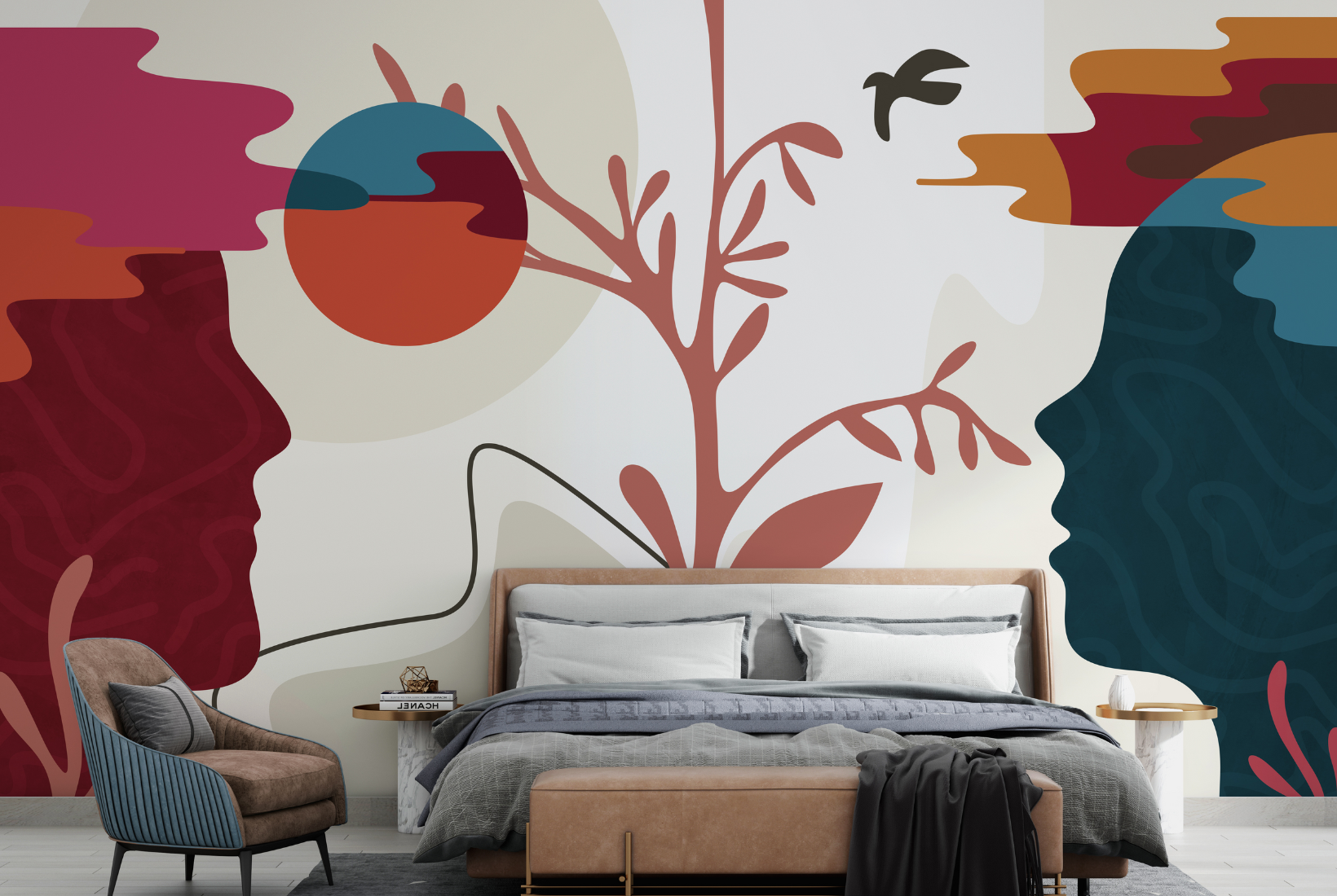 Bohemian Glory Wallpaper Mural - Self-Adhesive Removable Wall Decor for Living Room, Bedroom, Office | Transform Your Space with Vibrant Boho Design | Perfect for Home Renovation & Interior Design Projects