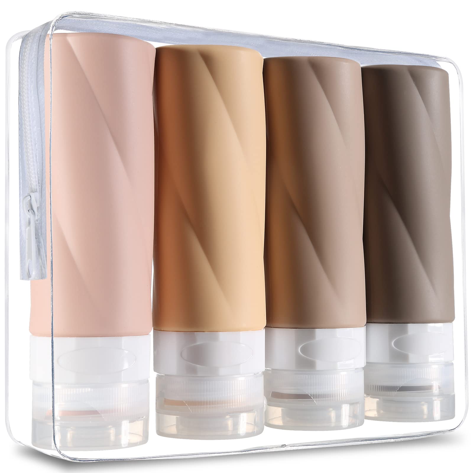 **Gemice 3oz TSA Approved Travel Bottles for Toiletries - BPA Free, Leak Proof & Refillable Liquid Containers with Clear Toiletry Bag (4 Pack) - Perfect for Air Travel, Camping & Gym Essentials**