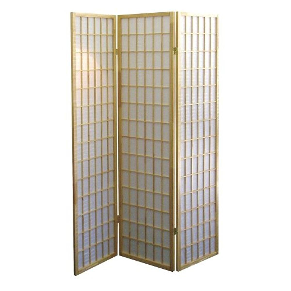 ORE International 3-Panel Natural Wood Room Divider Screen - Folding Privacy Partition for Home, Office, or Studio Decor