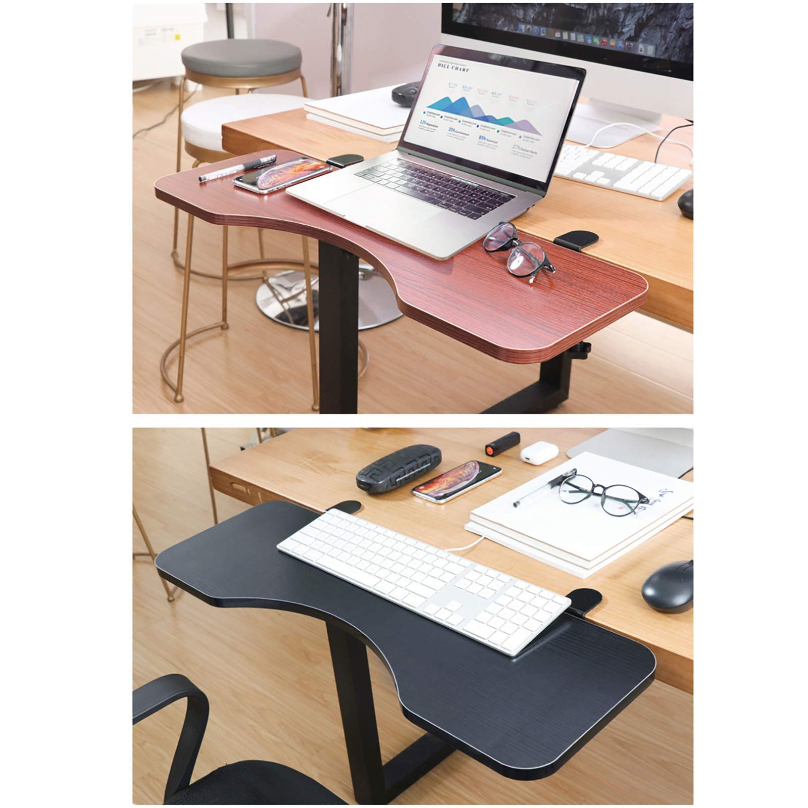 Ergonomic Foldable Keyboard Tray - Adjustable Arc-Shaped Keyboard Drawer with 30kg Capacity | Foldable Wrist Rest & Desktop Extension Board (70x24cm/27.56x10in) | Perfect for Office Workstations, Gaming Setups & Home Office Ergonomics
