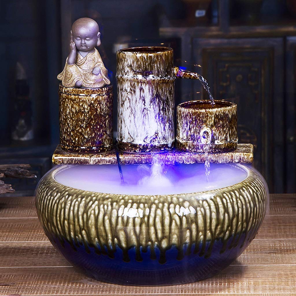 TBUDAR Ceramic Tabletop Fountain - Zen Water Feature with Fish Tank & Humidifier | Indoor Desktop Decor for Living Room, Office | Relaxing Home Gift Idea | Perfect for Meditation Spaces & Stress Relief