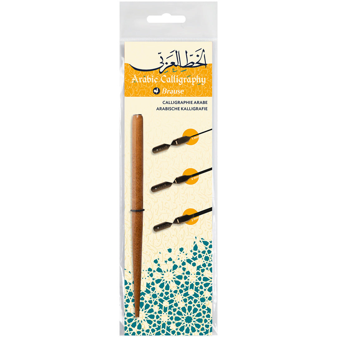 Brause Calligraphy Nib Holder with 3 Arabic Nibs Set (1mm, 2mm, 3mm) - Perfect for Arabic Calligraphy, Hand Lettering, and Artistic Writing Projects