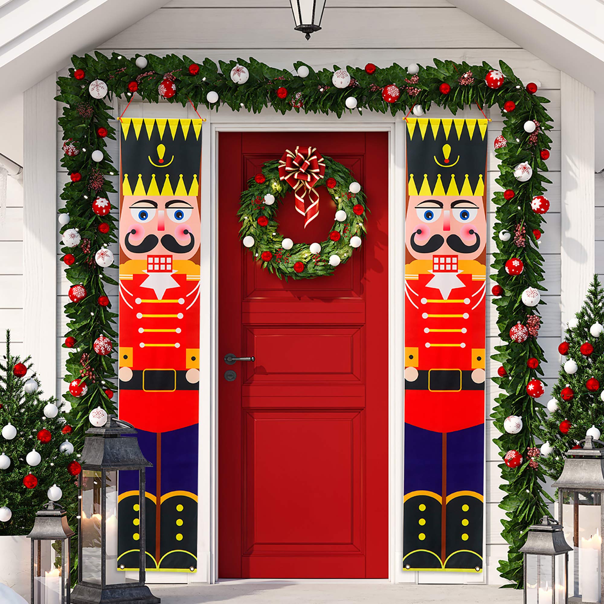 Nutcracker Soldier Christmas Decor - Outdoor Holiday Banners for Porch & Home