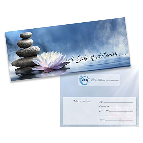 White Lotus Massage and Chiropractic Gift Certificates (25-Pack) with ABMP Logo - Perfect for Spa Gifts, Wellness Rewards, and Employee Appreciation