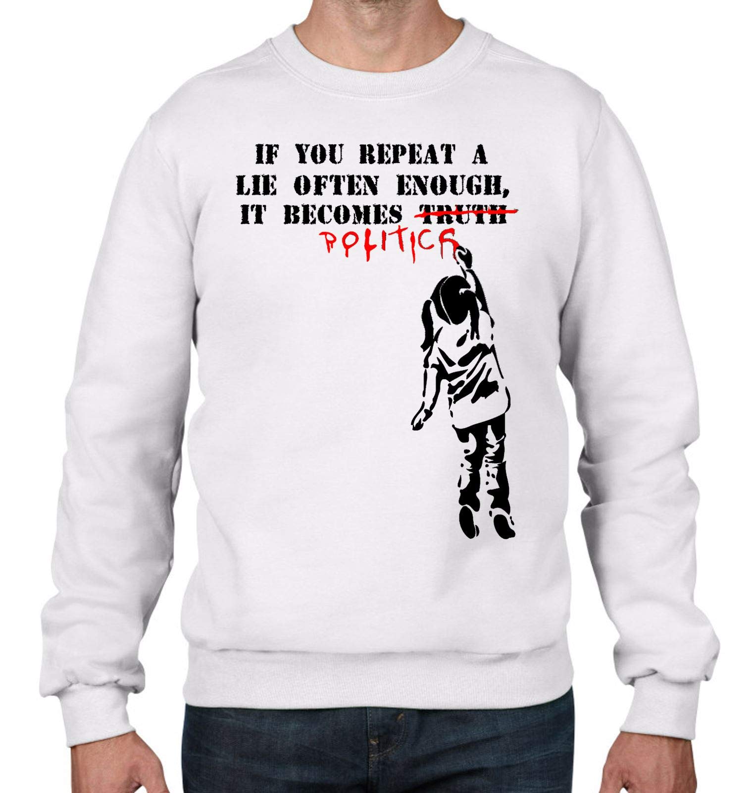 Banksy Graffiti Men's Sweatshirt - Tribal T-Shirt with 'If You Repeat a Lie' Quote - Streetwear Fashion for Urban Style & Political Statement