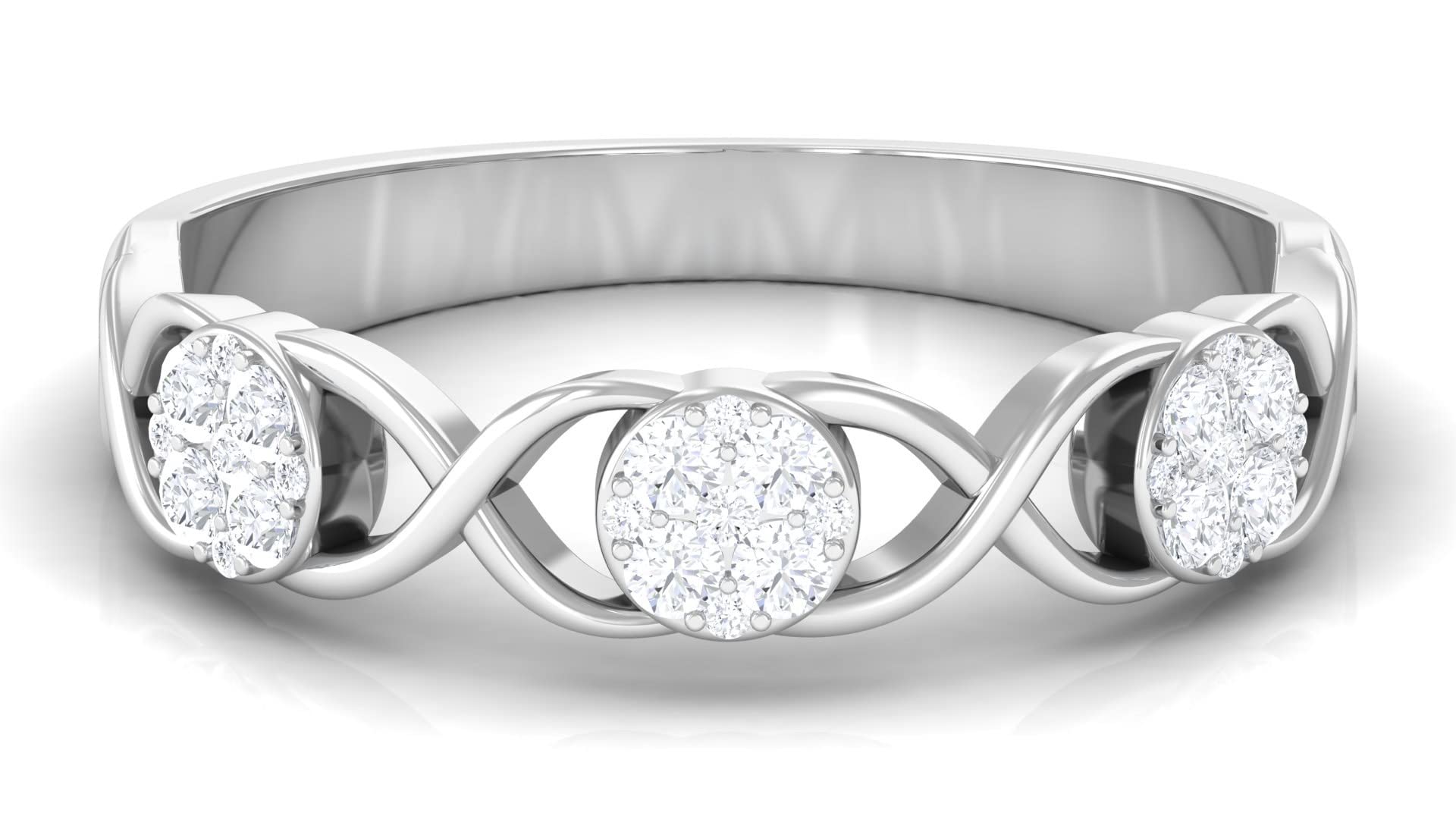 0.50 CT Diamond Gold Band Ring for Women - 14K Solid Gold Illusion Set Infinity Ring with April Birthstone - Perfect for Anniversaries, Engagements & Special Occasions