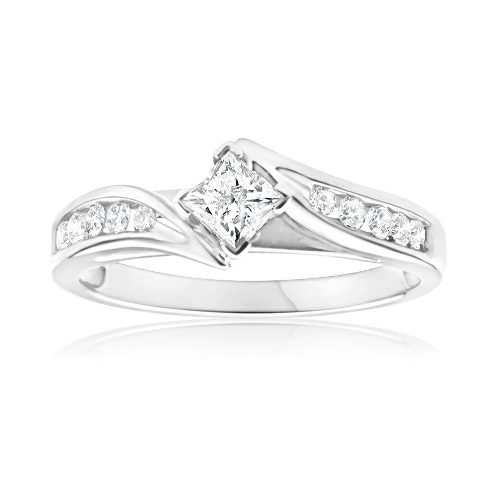 9ct White Gold Diamond Ring - 1/2 Carat Solitaire Engagement Ring for Women, Perfect for Proposals, Anniversaries & Special Occasions